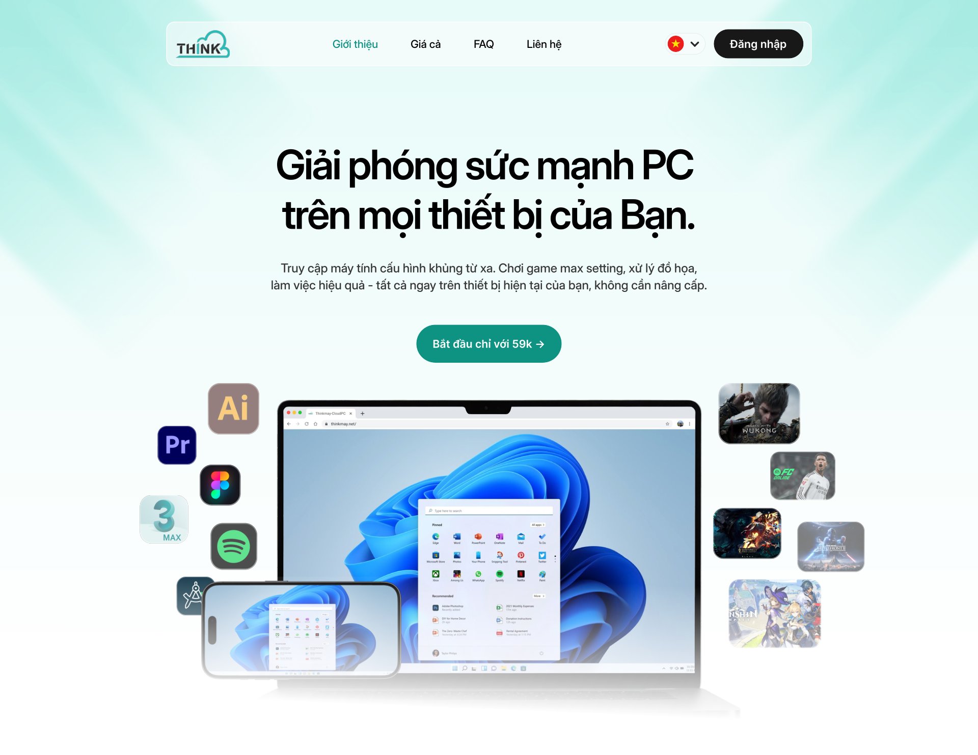 Hero section landing page Thinkmay